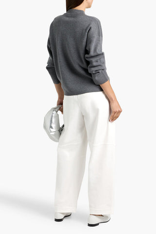 BRUNELLO CUCINELLI COTTON-BLEND JERSEY WIDE-LEG PANTS - Size L