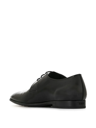 Tods Polished Leather Lace-Up Derby Shoes Black
