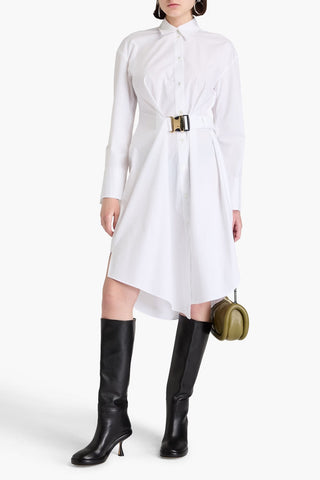 JW ANDERSON BUCKLED COTTON-POPLIN MIDI SHIRT DRESS - Size 8