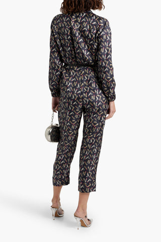MAX MARA CROPPED PRINTED SILK-TWILL JUMPSUIT - Size 44