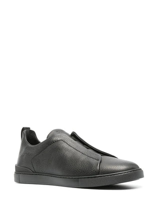 Zegna Pebbled Leather Low-Top Slip-On Sneakers