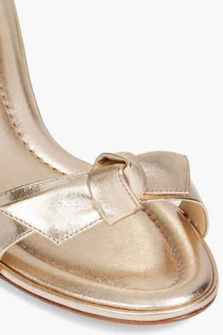 ALEXANDRE BIRMAN CLARITA 50 BOW-DETAILED METALLIC LEATHER SANDALS - Size 38