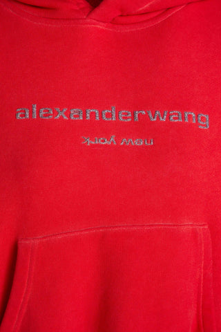 ALEXANDER WANG GLITTERED FRENCH COTTON-TERRY HOODIE - Size S
