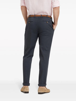 Brunello Cucinelli Cotton Flat-Front Slim-Fit Trousers Anthracite