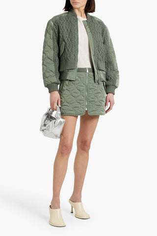 SIMKHAI RIPLEY QUILTED SHELL AND CABLE-KNIT MINI SKIRT - Size M