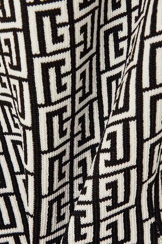 BALMAIN BUTTON-EMBELLISHED JACQUARD-KNIT MINI DRESS - Size 38