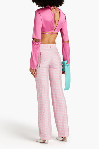 JACQUEMUS MENTALO CROPPED CUTOUT SATIN TOP - Size 38