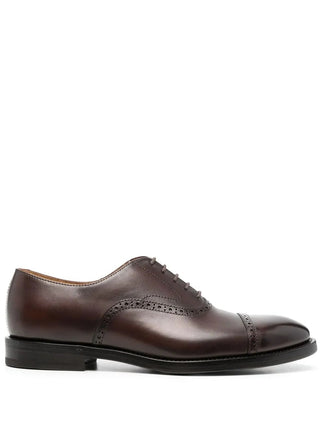 Brunello Cucinelli Polished Leather Brogue Cap-Toe Oxford