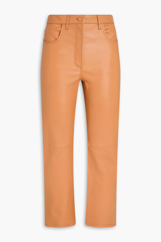 JOSEPH DUKE CROPPED LEATHER STRAIGHT-LEG PANTS - Size 40