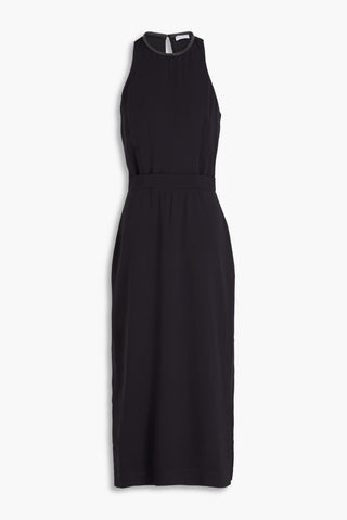 BRUNELLO CUCINELLI BEAD-EMBELLISHED SILK CREPE DE CHINE MIDI DRESS - Size M