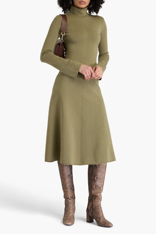 JOSEPH SILK-BLEND TURTLENECK MIDI DRESS - Size M