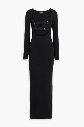 RETROFÊTE RAELLE CUTOUT EMBELLISHED COTTON AND CASHMERE-BLEND MAXI DRESS - Size S