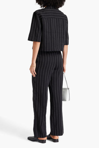 LOULOU STUDIO LAGO CROPPED PINSTRIPED TWILL SHIRT - Size XS