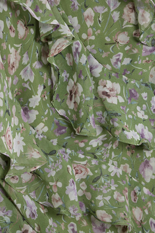 MIKAEL AGHAL RUFFLED FLORAL-PRINT CHIFFON GOWN - Size 6