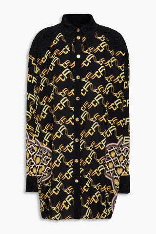 CAMILLA CRYSTAL-EMBELLISHED PRINTED SILK CREPE DE CHINE SHIRT - Size M
