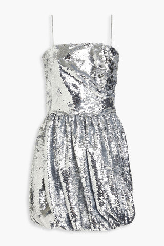 SIMKHAI MALLORY GATHERED SEQUINED TULLE MINI DRESS - Size 2