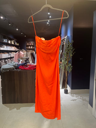 Tom Ford Orange Draped Cowl-Neck Maxi Dress