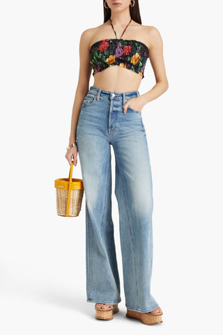CHARO RUIZ LETA CROPPED FLORAL-PRINT COTTON-BLEND VOILE HALTERNECK TOP - Size M
