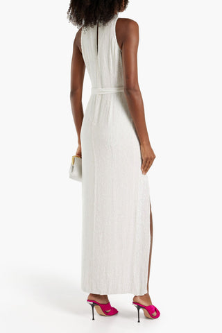 RETROFÊTE TZILLY BELTED SEQUINED CHIFFON MAXI DRESS - Size XS