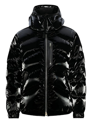 Tom Ford Patent Hooded Down Puffer Jacket Black