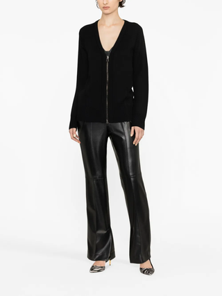 Tom Ford Knit V-Neck Zip-Up Cardigan Black