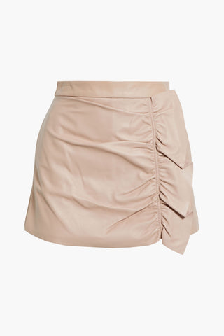 VALENTINO SKIRT-EFFECT RUFFLED LEATHER SHORTS - Size 42