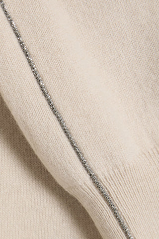 BRUNELLO CUCINELLI BEAD-EMBELLISHED CASHMERE TURTLENECK MAXI DRESS - Size M