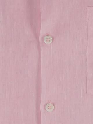 Brunello Cucinelli Linen Rounded-Collar Shirt in Pale Pink