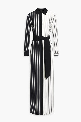 ALICE + OLIVIA CHASSIDY STRIPED CUPRO AND ECOVERO-BLEND MAXI SHIRT DRESS - Size S