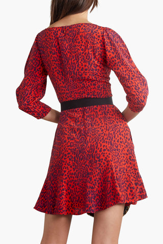 STELLA MCCARTNEY BELTED LEOPARD-PRINT SILK CREPE DE CHINE MINI DRESS - Size 36