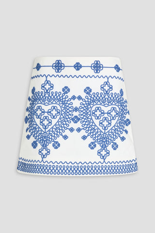 MAJE EMBROIDERED COTTON-BLEND TWILL MINI SKIRT - Size 38