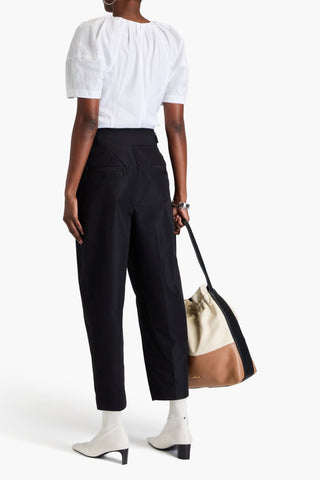 3.1 PHILLIP LIM CROPPED BELTED COTTON-BLEND POPLIN TAPERED PANTS - Size 4