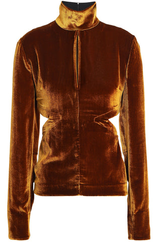 MARQUES' ALMEIDA CUTOUT VELVET TOP - Size XS