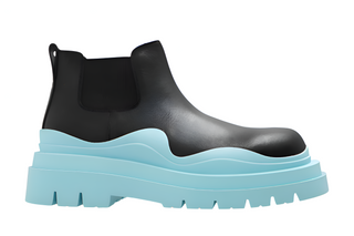 Bottega Veneta Black Leather Chelsea Boots with Wavy Platform Sole