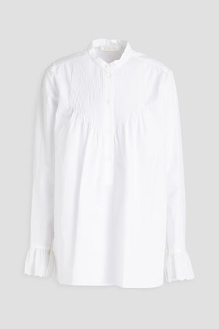 CHLOÉ PINTUCKED COTTON-POPLIN BLOUSE - Size 40