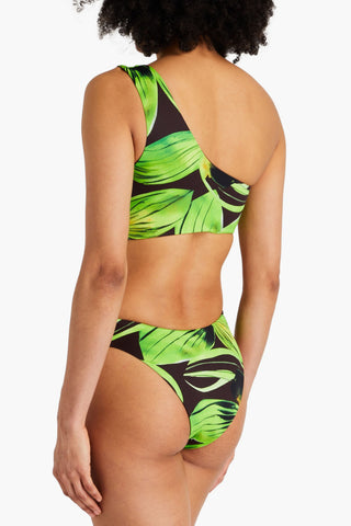 LOUISA BALLOU CARVE ONE-SHOULDER CUTOUT PRINTED SWIMSUIT - Size S