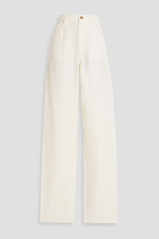LOULOU STUDIO PERAN SLUB WOVEN STRAIGHT-LEG PANTS - Size M