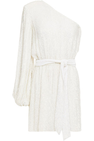 RETROFÊTE BRIDGET ONE-SHOULDER SEQUINED CHIFFON MINI DRESS - Size XS