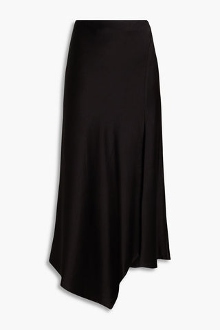 ALICE + OLIVIA HARMONY ASYMMETRIC SATIN-CREPE MIDI SKIRT - Size 14