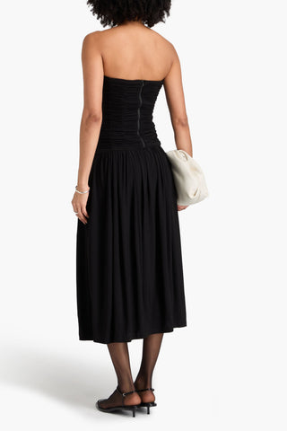 TIBI STRAPLESS RUCHED JERSEY MIDI DRESS - Size 2