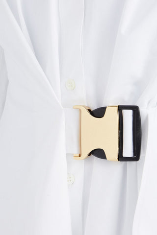 JW ANDERSON BUCKLED COTTON-POPLIN MIDI SHIRT DRESS - Size 8