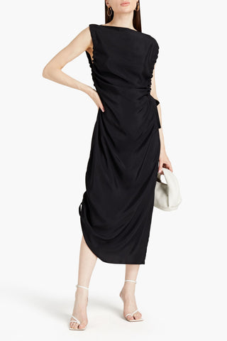 BY MALENE BIRGER CHITA RUCHED TWILL MIDI DRESS - Size 38