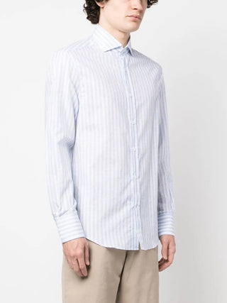 Brunello Cucinelli Cotton Striped Point-Collar Shirt
