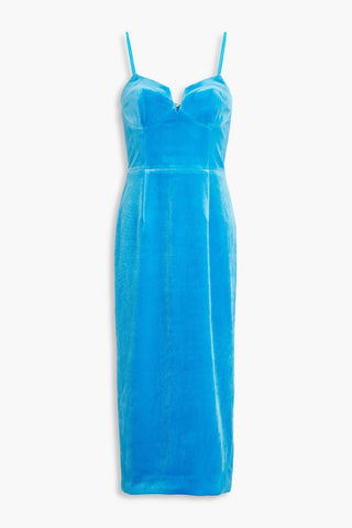 REBECCA VALLANCE BERNADETTE STRETCH-VELVET MIDI DRESS - Size 16