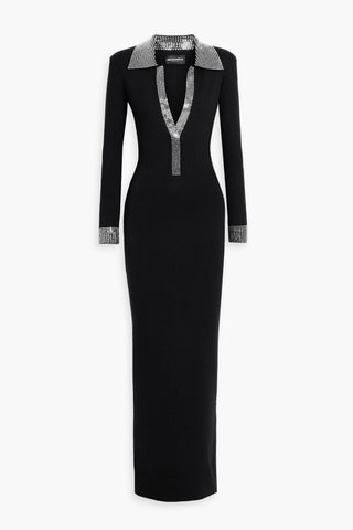 RETROFÊTE SHAREEN CRYSTAL-EMBELLISHED COTTON AND CASHMERE-BLEND MAXI DRESS - Size S