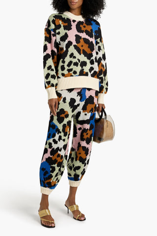 FARM RIO LEOPARD JACQUARD-KNIT SWEATER - Size XXS