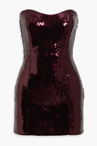 RETROFÊTE CECIL STRAPLESS SEQUINED CREPE MINI DRESS - Size L