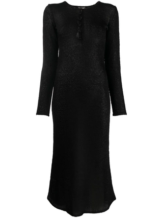 Tom Ford Fine-Knit Henley Neck Long Sleeve Midi Dress