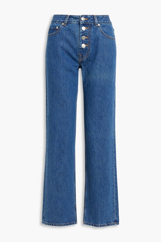 GANNI PRINTED HIGH-RISE STRAIGHT-LEG JEANS - Size 32