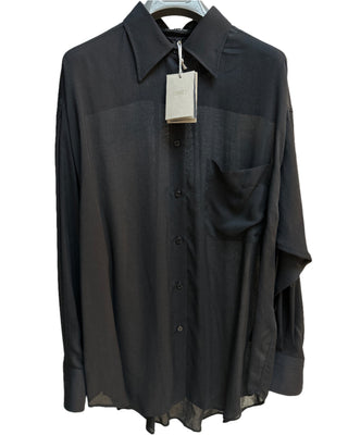 Tom Ford Sheer Long-Sleeve Point-Collar Blouse Black